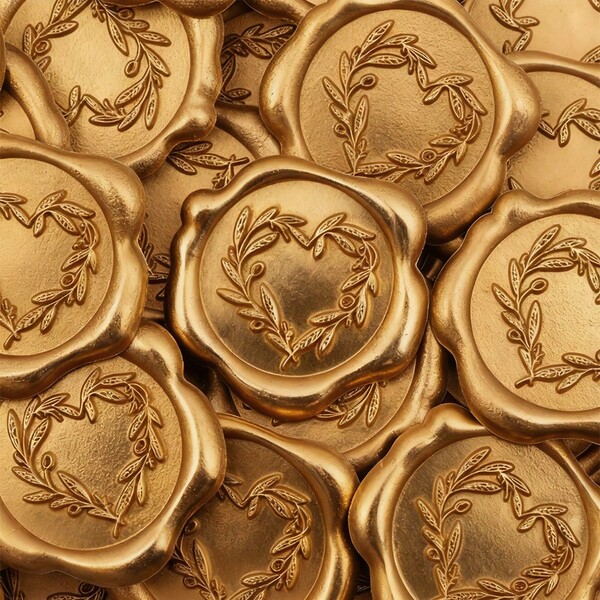 25pcs/Pack Heart Wreath Pattern Wax Seal Stickers, For Wedding Invitations, Party Invitations Decoration, Gift Wrapping, Scrapbooking Decoration