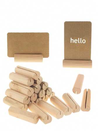 10/20pcs Rustic Wooden Card Holders, Table Number Stands For Weddings & Events, Pine Wood Craft Memo Clips, Photo Holder Decorative Accessories