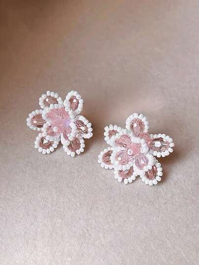 1 Pair Of Pink Sweet And Super Fairy Temperament Personalized Simple And Versatile Earrings, Women's Fashionable Jewelry, Suitable For Banquets, Parties, Daily Dates To Wear