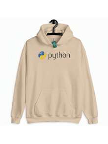 Python Code Programmer Software Sweatshirt - Khaki - View 1