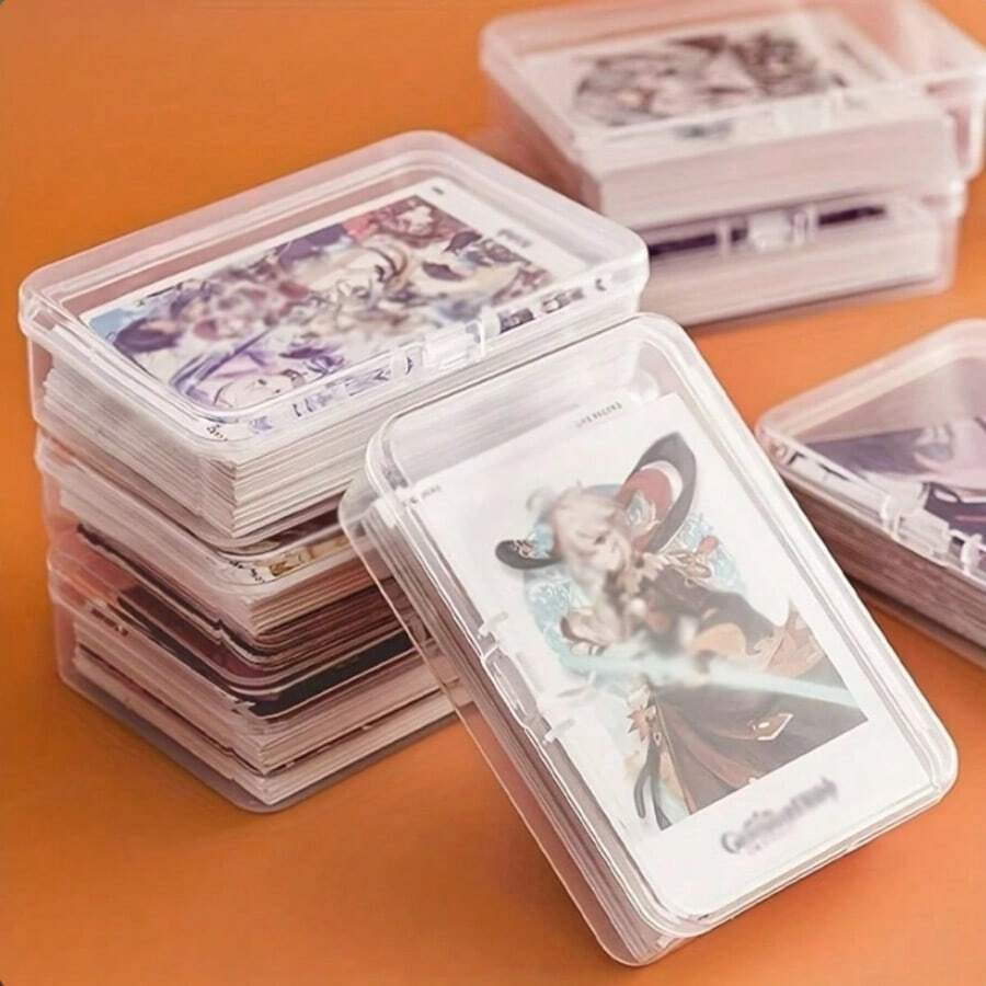 5-Piece Transparent Card Storage Box With Lid - Dustproof, Suitable For Sports And Outdoor Cards, Coins, And Idol/Anime Collectibles - Multicolor - View 1