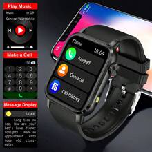 1.85 Inch Square Unisex Smart Watch, Full Touch Screen Sports Smartwatch, Fitness Tracking, Wireless Call, LED Flashlight, Multiple Sport Modes, Music Control, Information Push, Remote Camera, Compatible With Android & IOS - Black - View 3