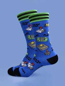 1/3/5 pares de calcetines de media caña con tema de juegos retro para hombres, suaves, absorbentes de sudor, resistentes al olor, regalo divertido, uso diario, adecuados para verano y otoño - Multicolor - Ver 8