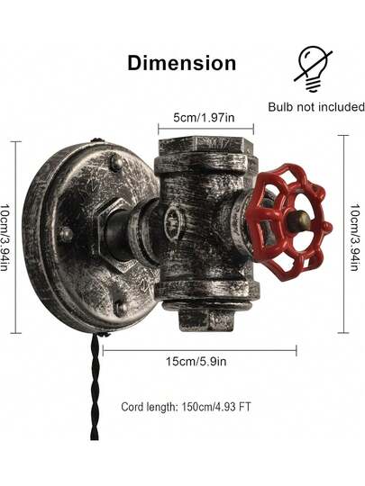 Alpinaluz Steampunk "Robinet" Industrial Wand Sconce Pipe, E27, Rustic Goud Finish, Retro Verlichting Bedroom Living Room view 4