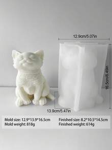 1 件逼真的 3D 坐猫硅胶模具，可用于制作蜂蜡香薰蜡烛、树脂烛台、粘土猫雕像，适用于宠物主题咖啡馆装饰、入口展示、工艺爱好，可爱的猫咪表情生动有趣 - 白色 - 查看 9