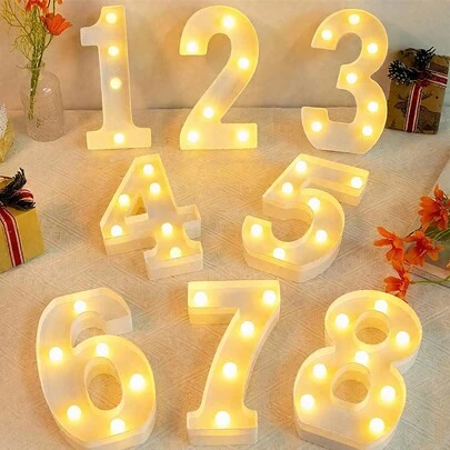 8.26 Inch Large LED Illuminated Number Lamp, Warm Tone LED Digit Light, Birthday Theme Numeric Atmosphere Light (16/18/21/30/40 Years Old), 0-9 Digits, Battery Powered Flashing Letter Lamp, Suitable For Party, Dining Table, Wall Decor, 0-9 Numeric Theme Restaurant Decor LED Light, Night Light, Party, Wedding, Cocktail Decoration, Adult Party Numeric Atmosphere Light, Christmas Decor, New Year Decor, 2026 Numeric Lamp Decor