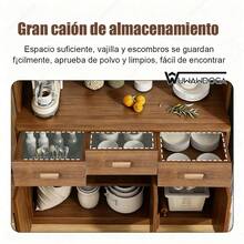 Gabinetes Organizador Cocina Mueble Para Microondas Bufetera Mueble con 5 Puertas - Marrón - Ver 5