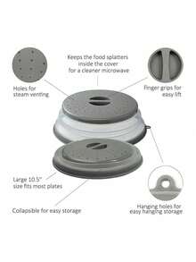 Protetor Antimespirros de Silicone para Micro-ondas, Tampa de Micro-ondas com Orifícios de Ventilação, Tampa de Drenagem de Alimentos e Frutas para Micro-ondas. Serve como Protetor Antimespirros de Alimentos e Escorredor de Cozinha. Essencial de Cozinha. Adequado para Cobrir Pratos de Frutas e Vegetais Próprios para Micro-ondas. Apresenta Orifícios para Ganchos. Lavável na Máquina de Lavar Louça.