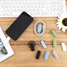 Protectores de cable de carga, protector de cable de carga de silicona de doble extremo 2 en 1, protector de cable de datos duradero, organizador de cable enrollador compatible con cable Android con extremos USB y Tipo-C