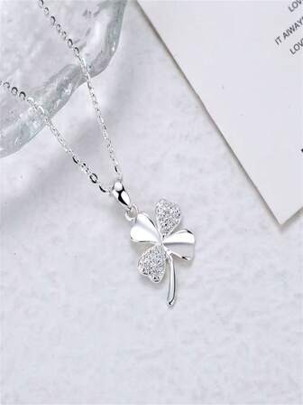 1pc Lucky Four-Leaf Clover Necklace, Versatile Design To Bring Luck To Yourself
