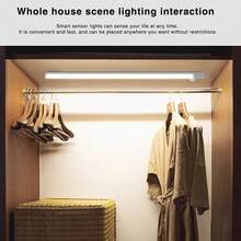 NBBUFF 1个LED人体感应灯，橱柜下照明灯，可充电电池供电，可调光，3种色温，适用于卧室、厨房、楼梯、橱柜、衣柜、食品储藏室的夜灯