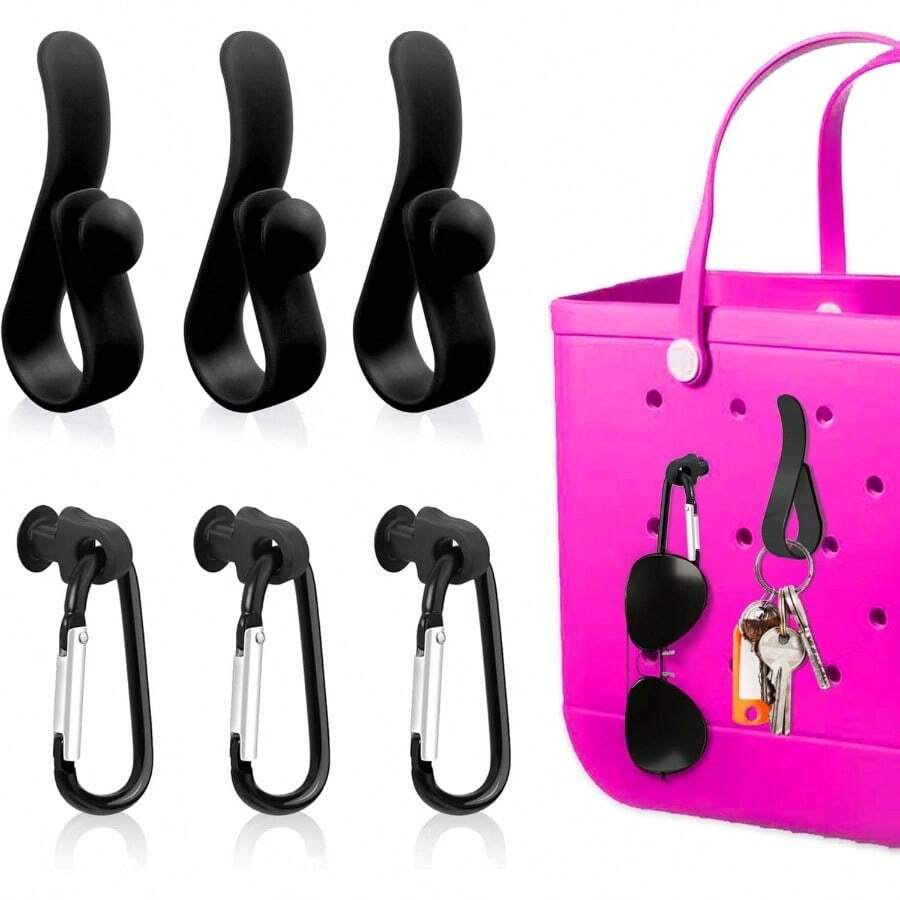 6Pcs Accessories Inserts Hooks, Carabiner Keychain, Key Holder Charms Compatible With Bogg Bags - màu đen - Xem 1