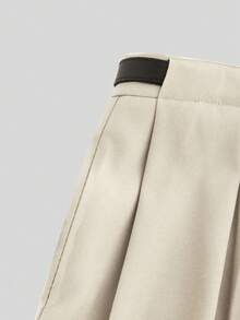 中腰纯色优雅办公直筒裤（配腰带）