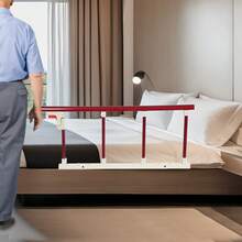 Elderly Bed Railing Safety Bed Guard Adult Auxiliary Handle, 4 Foldable Armrests, Used For Home Care/Hospital, 35.43 * 15.75 Inches - 桃花心木色 - 查看 2