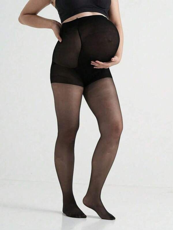 Medias transparentes de maternidad para mujeres - Medias de soporte negro de talla grande para un ajuste cómodo