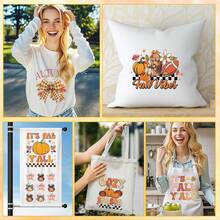 EoBeCy 30 Sheets Retro Fall Iron On Transfers For T-Shirts, Autumn Pumpkin DTF Transfers Ready To Press Heat Transfers Vinyl, Thanksgiving Iron On Decals For Clothes Bag Pillow Covers DIY Crafts - đen - Xem 7