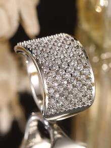 Juego de anillos de plata con circonita cúbica apilables en caja de regalo de lujo, joyería de moda elegante adecuada para bodas y regalos - Plata 2 - Ver 10