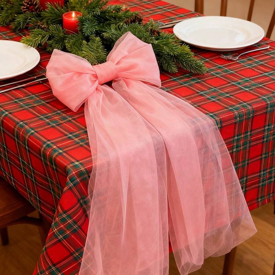 Adorno colgante para la punta del árbol de Navidad con lazo, ideal para decorar el hogar en fiestas navideñas de invierno. - Rosa - Ver 1