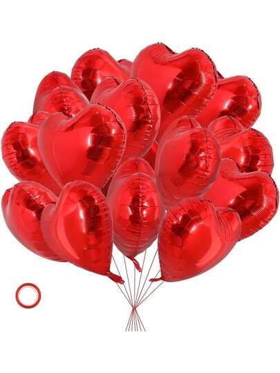 6/12pcs Red Heart Balloons 18" A Bunch Of Heart Love Foil Helium Balloons, Helium Support Valentines Day Wedding Bridal Engagement Party Anniversary Mother's Day Decorations