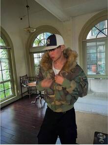 Men's Reversible Camo Cotton Jacket Thick Fleece Lined Rabbit Fur Collar Stylish Winter Puffer Coat - Màu ngụy trang [chất lượng đối lập] - Xem 3