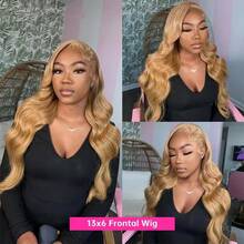 Honey Blonde Wig Human Hair 200 Density Body Wave 13x6  Transparent Lace Front Color Wigs Human Hair Pre Plucked With Baby Hair #27 Honey Blonde Lace Frontal Wigs For Women Glueless Wig 22-30 Inch - #27 - 查看 2