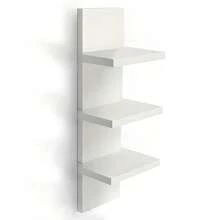 五层白色木质壁挂式悬浮置物架，垂直收纳架，适用于卧室、客厅、走廊、车库 - 波西米亚风格家居装饰收纳架，无需电源或电池 | 天然木纹外观 | 悬挂式收纳架，绝佳礼品之选