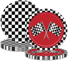 50 PCS Race Car Black And White Checkered Party Plates, Racing Car Theme  Dessert Plates For Boys Girls Race Car Party Supplies,25837418 - 黑色 - 查看 1