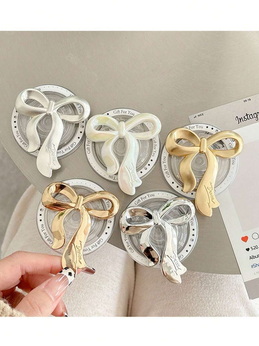 1个新款创意蝴蝶结磁吸手机壳，带气垫支架，可伸缩慵懒桌面手机支架，韩版ins风 - 彩色 - 查看 1