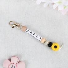 1 Pc Customized Round Silicone Bead Keychain, Personalized English Letters, Name Keychain, Bag Accessories, Gifts For Relatives And Friends