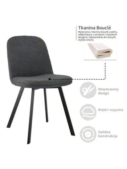 Rayon Cloth Flocking Chenille Dining Chairs Channel Kitchen Dinner Stoel Comfy Fabric Upholstered Accent Room Golden Stainless Steel Plating Legs,Set Of (Black), DE1647BK view 6