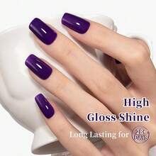 Purple Gel Polish, 0.5 Fl Oz HEMA & TPO Free Eggplant Purple Gel Nail Polish Soak Off U V LED Fall Winter Nail Art Design Manicure Salon For Women Fgirl{Inchcolor_nameinch:InchOpaque-EggplantPurpleinch} - 不透明-茄子紫 - 查看 7