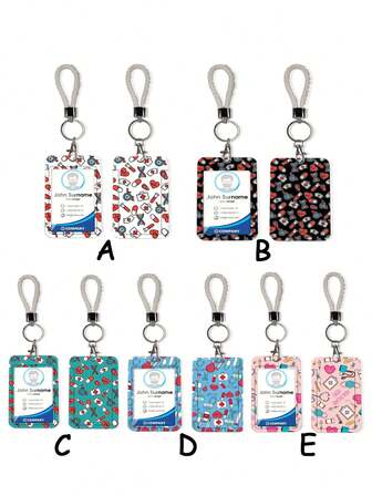 1 Set Medication Printed Personalized Keychain Pendant, Bag Charm, Doctor/Nurse Wristband Card Holder, Student ID & Transit Card Protector, Suitable For Gift Or Daily Use