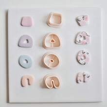 Irregular Geometric Donut Shape Polymer Clay Earring Cutters Minimalist Abstract Dangle Clay Cutting Moulds DIY Clay Pendant Necklace Jewelry Making Tools Sharp Edged 3D Printed Boho Clay Supplies - Beige - View 5