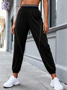 Soyun Women's Thermal Lining Drawstring Waist Long Pants, Suitable For Outdoor Activities, Travel And Fitness In Autumn And Winter - Black - View 8