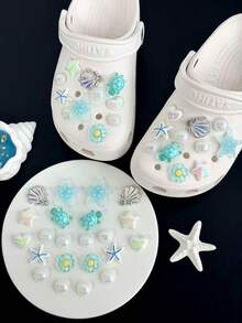 22 chiếc kẹp giày trang trí hình rùa xanh, sao biển xanh DIY, có thể tháo rời cho dép xăng đan, dép lê, giày làm vườn, giày đi biển - Bộ Rùa Xanh - 22 con - Xem 5