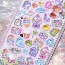 12 Stück/6 Stück Cartoon 3D Wassersteine Aufkleber, süße geformte Aufkleber für Handyhüllen, Scrapbooks, Basteleien, Tagebücher, Schulmaterial, Belohnungen, interessante Aufkleber, Buchdekorationsaufkleber