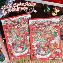 Nowa książeczka z naklejkami, 10 scen + metalowa pęseta, naklejki dioramy z serii Boże Narodzenie i Halloween, naklejki 3D miniaturowe sceny domów, naklejki ręcznie sortowane sceny domów, prezenty na Boże Narodzenie, Halloween, Święto Dziękczynienia, zabawki wielokrotnego użytku, dostępne w wielu rozmiarach - Wielokolorowe - Zobacz 6