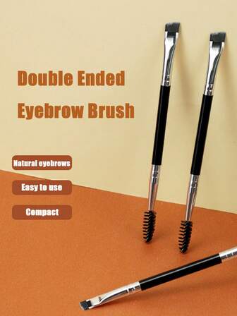 3件套专业双头眉刷套装，化妆工具，柔软纤维材质，方便携带，旅行必备，双头眉刷，螺旋刷，斜角刷，眉粉刷，睫毛梳，单包装，便携式美妆工具，眉刷，眼影刷，螺旋刷