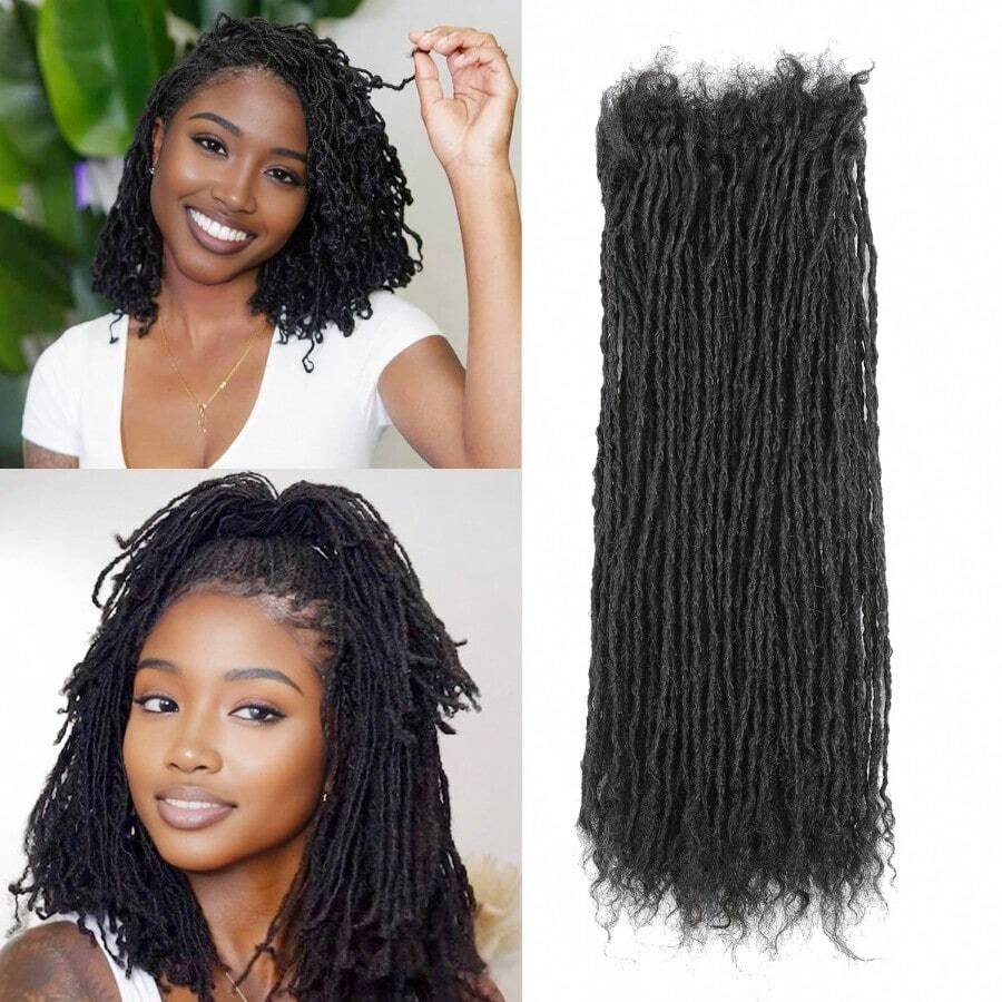 D8-12 Inch Sister Locs Human Hair Handmade Interlock Locs Curly Tips Sister Locs Real Human Hair Microlocs Extensions Permanent Dreadlock Extensions Natural Soft Looking 0.2cm10 Inch-10 Strands - 1B02cm - View 1