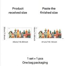 A Set Of Creative Hand-Painted Colorful House Wall Stickers, With Christmas Tree Design, For Living Room Bedroom Corridor Porch Kitchen Bathroom Background Wall Decoration Stickers, Removable PVC Single Use Wall Decor Gifts - Multicolor - View 7