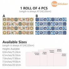 6/6.5/7/7.5/8 X 47.24 Inch, 1 Roll (4 Pcs) Colorful Vintage Moroccan-Style Geometric Print Stair Decal Self-Adhesive, Wear-Resistant Vinilo Peel-And-Stick, Removable Ideal For Stair Risers, Wardrobe Surfaces, Drawer Exteriors, Balcony Steps, And More Perfect For Home Decor Makeovers And Renovations Wall Decor Room Decor Wall Stickers Wall Sticker Stickers