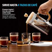 Redlemon Cafetera Prensa Francesa 1 Litro de Vidrio Resistente a  Temperaturas, con Tapa y Mango de Bambú, émbolo y Filtro de Acero Inoxidable, para Café y Té, Ideal para Café Molido e Infusiones - albaricoque - Ver 6