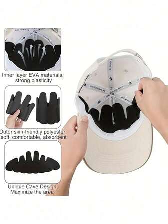 5/10/20片装吸汗垫，吸汗垫，帽子支撑垫，保持帽子形状，帽檐垫，帽子吸汗垫，棒球帽，防汗垫，运动帽，宽檐帽，户外安全头盔，防汗带