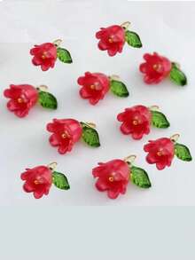 10 pezzi di ciondoli a forma di ciliegie rosse, piccoli e carini, perline di vetro a forma di frutta, ciondoli in acrilico con perline, con anello per orecchini, bracciali, collane, creazione di gioielli e artigianato fai-da-te