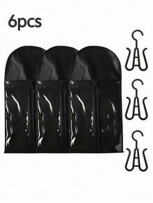 6 Stücke/3 Stücke/1 Stück extra lange Perücken Ständer Aufbewahrungstaschen mit Aufhängehaken - Klares Frontfenster, robuste Kunststoff Perücken Reisekoffern mit Reißverschluss für lange Perücken, Pferdeschwänze, Hochsteckfrisuren, Haarverlängerungen - Salon & Zuhause Organizer, Perücken Zubehör, transparentes Fensterdesign, faltbares Design