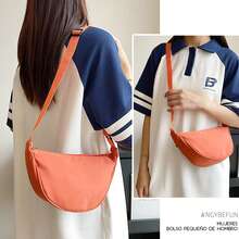 Bolso Cruzado de Media Luna Pequeña Riñonera Práctica Bolsa Cruzada Impermeable Hombro Bolsa Bandolera Ligera Mensajero Correa Hobo Tote Bolso Cintura para Viajes Diarios Deporte Trabajo - Naranja - Ver 3