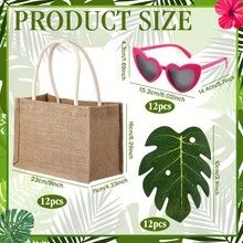 12 Set Burlap Jute Tote Bags Small Bachelorette Gifts Bags With Handles Sunglasses Monstera Leaves Tags Bridesmaid Treat Goodie Candy Tote For Wedding Party Favors - Dark Grey - View 2