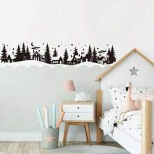 5 Stücke Winterwald & Weihnachtsvorlagen - mit verschneiten Dorfszenen (Häuser, Bäume, Mond) - geeignet für Wand, Leinwand, Papier, Glas, Fenster Dekoration - Feiertags-Basteleien, Artikel