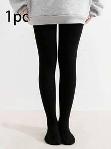 1 pieza Medias elásticas de punto a rayas verticales, adecuadas para que las niñas las usen como mallas todo el año - Multicolor - Ver 3