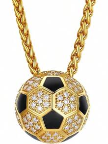 Richsteel 3D/Basketball/Soccer/Baseball Ball Boxing Glove Cool Pendant Men, 316L Stainless Steel Sneaker Chain,Sport Fan Jewelry - 金足球 - 查看 12